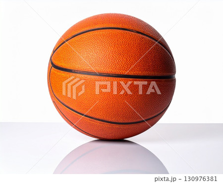 Classic Orange Basketball on White Background 130976381