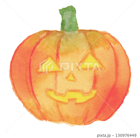 ハロウィンのかぼちゃのイラスト（アナログ・透明水彩） 130976449