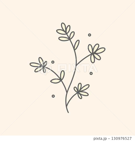 a line drawing of a plant with leaves 130976527