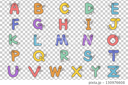 子ども向け英語学習用のアルファベットA〜Zキャラクターのイラスト素材 Colorful 子ども向け英語学習用のアルファベットA〜Zキャラクターのイラスト素材 Colorful 130976608