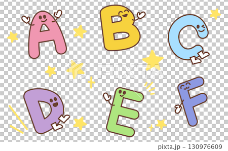 アルファベットのABCの幼児英語の学習ポスター用イラスト Cute Alphabet A B C D 130976609