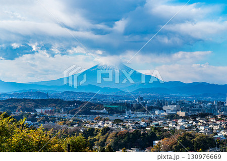 【神奈川県】源氏山公園から見えるダイナミックな富士山 130976669