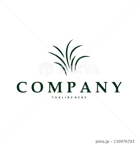 grass logo design simple minimalist concept with line design in the shape of grass symbol illustration symbol template icon vector 130976783