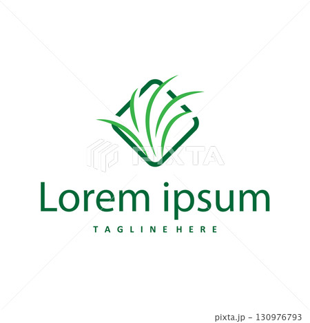 grass logo design simple minimalist concept with line design in the shape of grass symbol illustration symbol template icon vector 130976793