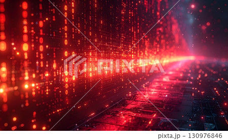 Glowing orange and red lights form a fiery abstract design against a dark background Glowing orange and red lights form a fiery abstract design against a dark background 130976846