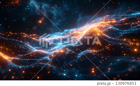 Glowing stars and shiny lights illuminate a magical abstract space background perfect for a winter holiday animation 130976851
