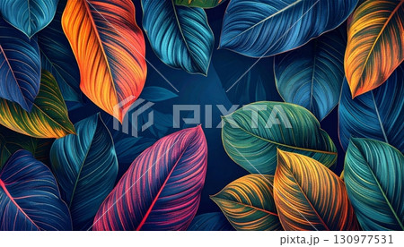 seamless pattern with banana leaves seamless pattern with banana leaves 130977531