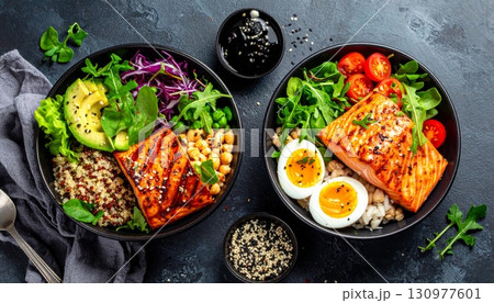 A colorful, healthy vegetarian dish of fresh vegetables on a wooden plate A colorful, healthy vegetarian dish of fresh vegetables on a wooden plate 130977601