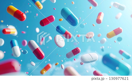 Pills and capsules isolated on a white background, representing medical health and prescription medication Pills and capsules isolated on a white background, representing medical health and prescription medication 130977621
