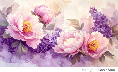 A closeup of a beautiful pink peony flower in bloom shows its delicate petals A closeup of a beautiful pink peony flower in bloom shows its delicate petals 130977800