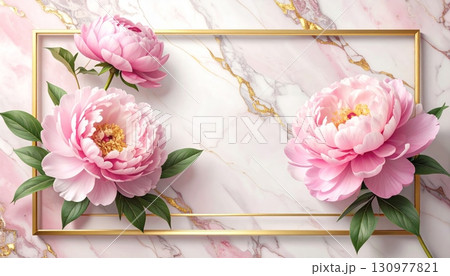 A beautiful bouquet of pink roses, a symbol of love and beauty, blooms in a simple glass vase 130977821