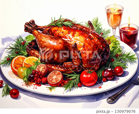 クリスマス　肉　生成AI　アイコン 130979076