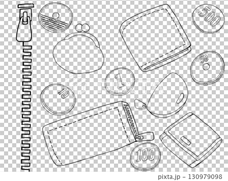 Money material set line drawing 130979098