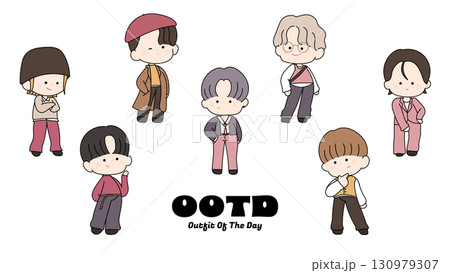 おしゃれな服を着た韓国アイドル風の男性たち かわいいキャラクター おしゃれなファッション おしゃれな服を着た韓国アイドル風の男性たち かわいいキャラクター おしゃれなファッション 130979307
