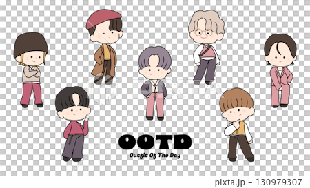 韓國偶像風格男士穿著時尚的衣服可愛的人物時尚的時尚 130979307