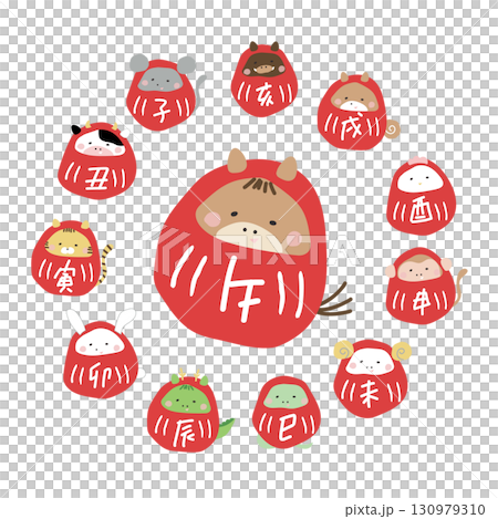 2026年午年年賀状素材 干支 ダルマ 2026年午年年賀状素材 干支 ダルマ 130979310