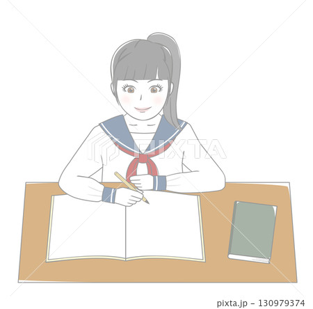 勉強する女子生徒 130979374