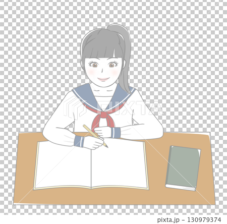 勉強する女子生徒 130979374