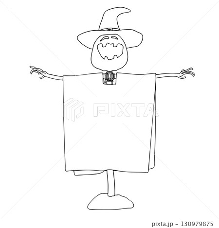 AI Vector Halloween Pumpkin on Cross 2025 01-03 Stroke 130979875