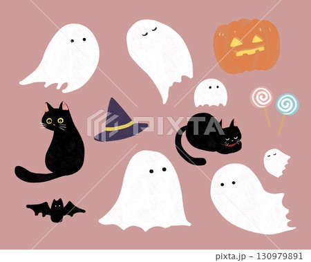 ハロウィンの素材セット ハロウィンの素材セット 130979891