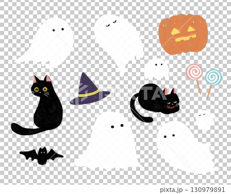 ハロウィンの素材セット ハロウィンの素材セット 130979891