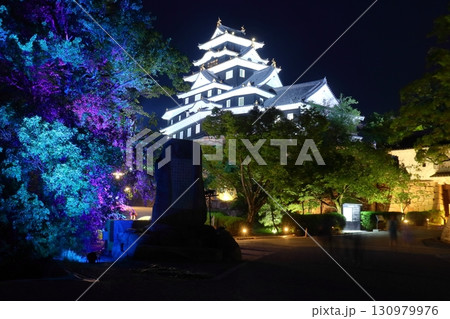 ライトアップされた岡山城(烏城) ライトアップされた岡山城(烏城) 130979976