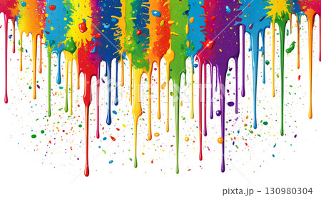 abstract colorful water drops on white background 130980304