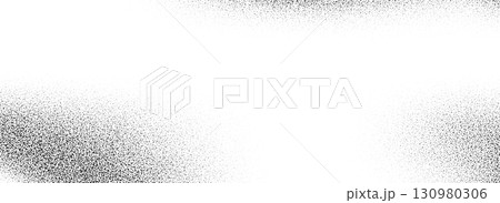Black dotted grain gradient texture. Grunge sprayed noise background. Subtle stippled gritty sand overlay. Rough distressed dotwork backdrop with particles, dust, speckles. Vector grit speck wallpaper 130980306