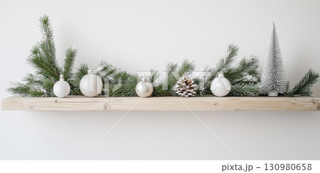 Luxury Holiday Shelf Decoration with Pinecones 130980658