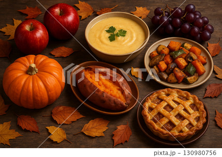 Delicious autumn foods − 秋の美味しい食べ物 130980756