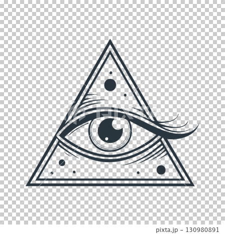 Mystical All Seeing Eye in Triangle Symbol with Cosmic Details Mystical All Seeing Eye in Triangle Symbol with Cosmic Details 130980891