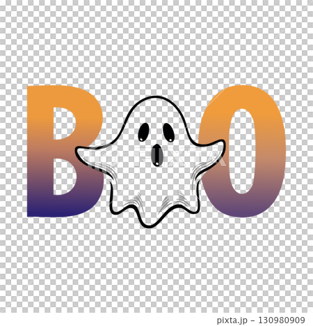 Boo Word Art with Cute White Ghost Character for Halloween Design Boo Word Art with Cute White Ghost Character for Halloween Design 130980909