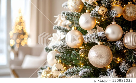 《AI画像》オーナメントで飾りつけた豪華なクリスマスツリー 130981035