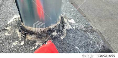 Performing Maintenance on the Roof Base of a Pole Structure for Longevity and Safety 130981055