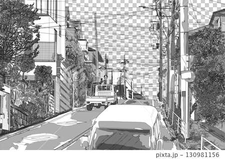 有汽車的道路和住宅區色調風格2 130981156