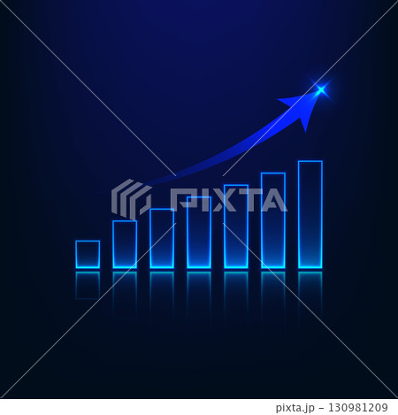 business growth chart with blue bars and rising arrow abstract technology design for finance, success, investment, marketing, economy and corporate strategy concepts business growth chart with blue bars and rising arrow abstract technology design for finance, success, investment, marketing, economy and corporate strategy concepts 130981209