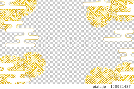Luxurious gold Japanese pattern frame. Background material. 130981487