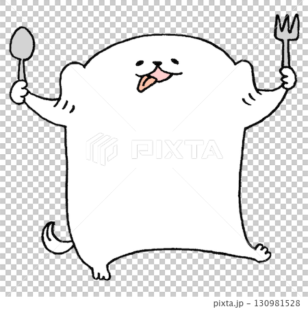 Dog with spoon and fork 130981528