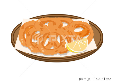 皿に盛ったイカリングのイラスト 皿に盛ったイカリングのイラスト 130981762