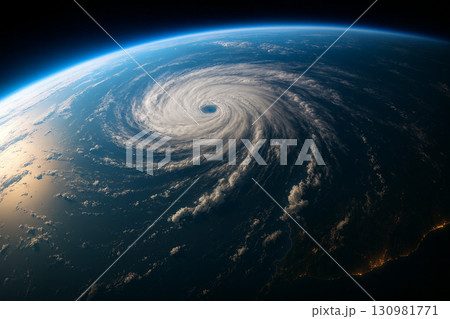 宇宙から見た台風のリアルイメージ Typhoon seen from space 宇宙から見た台風のリアルイメージ Typhoon seen from space 130981771