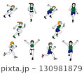 陸上男女選手ユニフォーム×緑×青セット 130981879