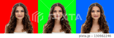 Create vibrant and striking portraits that feature colorful and captivating backgrounds 130982246