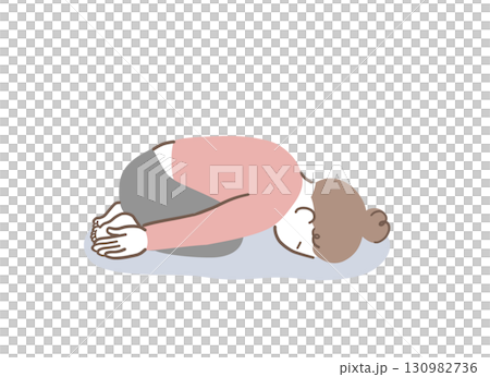Illustration material of a woman who feels depressed and doesn't want to do anything 130982736