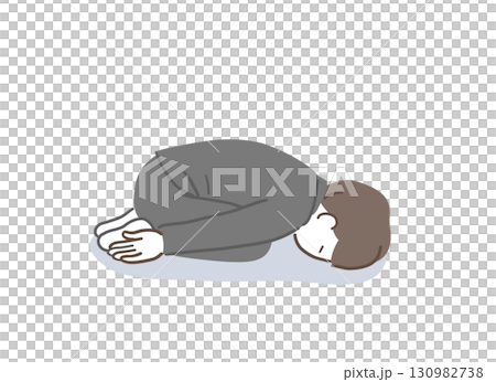 一位心情低落、無法起床的商人的插畫素材 130982738