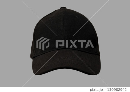Black cap on neutral grey for design showcase Black cap on neutral grey for design showcase 130982942