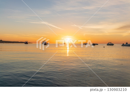 Sunrise over the sea. Panoramic seascape. 130983210