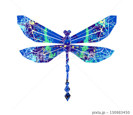 Colorful polygonal dragonfly 130983450