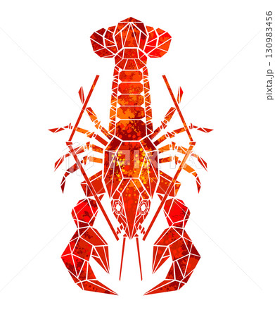 Red polygonal lobster 130983456