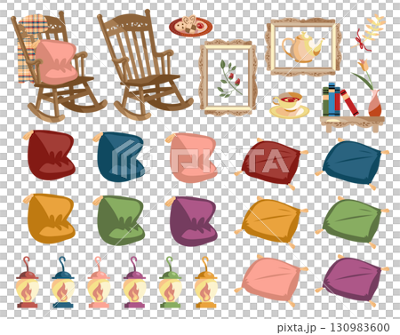Enjoy your time at home, relax time illustration set 130983600
