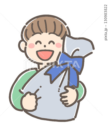 プレゼントを持った男の子のイラスト 130983822